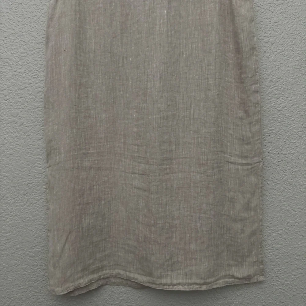 Tahari 100% Hemp Button Front Sleeveless Tunic Top Beige Size XS